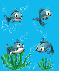 Catfish illustration in the sea