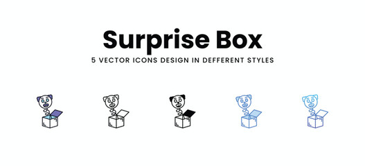 Surprise Box vector icons set stock illustration