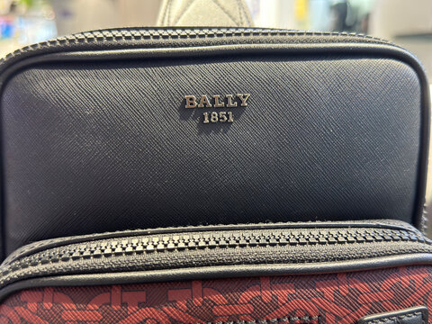 Shanghai,China-June 29th 2024: Bally brand logo on bag product
