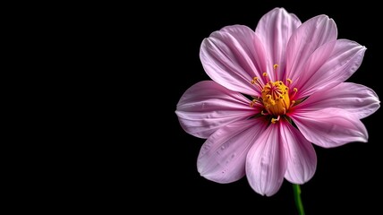 pink flower isolated on black