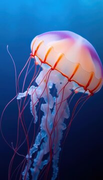 Close-up of Atlantic Sea Nettle jellyfish, translucent bell and stinging tentacles, atlantic sea nettle, nematocyst, marine