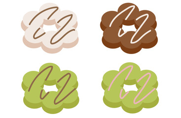 チョコレートソースがかかったもちもちドーナツ