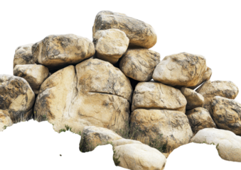 Pile of Randomly Arranged Natural Stones. Isolated on a Transparent Background