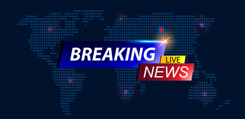 Obraz premium Vector illustration breaking news background blue