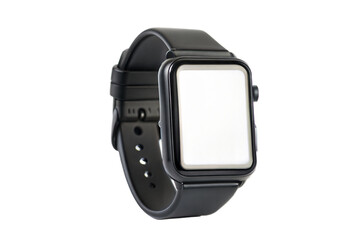 Fototapeta premium Wrist smart watch mockup with black strap isolated on transparent background. png
