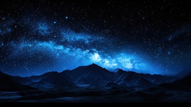 Tranquil night sky with countless shining stars, breathtaking cosmic scenery.