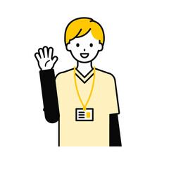 上半身のポーズ_シンプルな介護士の男性02