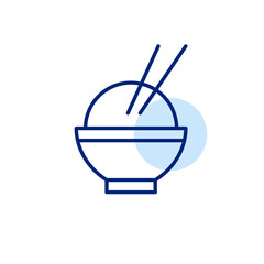 Bowl of rice and chopsticks. Asian food. Pixel perfect, editable stroke vector icon