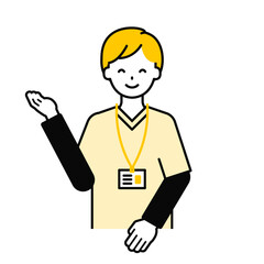 上半身のポーズ_シンプルな介護士の男性20