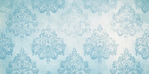 A soft pastel blue damask pattern with delicate silver highlights and vintage charm