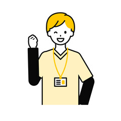 上半身のポーズ_シンプルな介護士の男性05