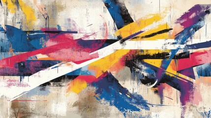 Fototapeta premium Abstract Expressionism Vibrant Hues Bold Strokes Dynamic Composition Modern Art Canvas Painting