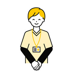 上半身のポーズ_シンプルな介護士の男性19