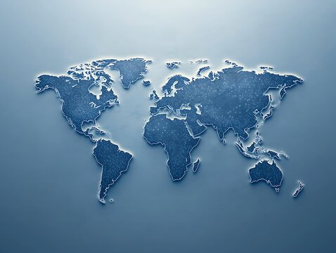 Global map with world, connections, and blue.