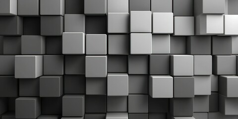 A stylish abstract design of perfectly aligned cubes in varying shades of gray