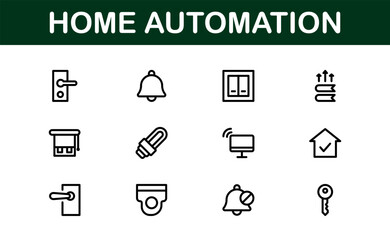 Professional Home Automation Icon Set Vector Illustration. Most Useful Icons for Smart Devices, Automation Systems, and Home Control Features.