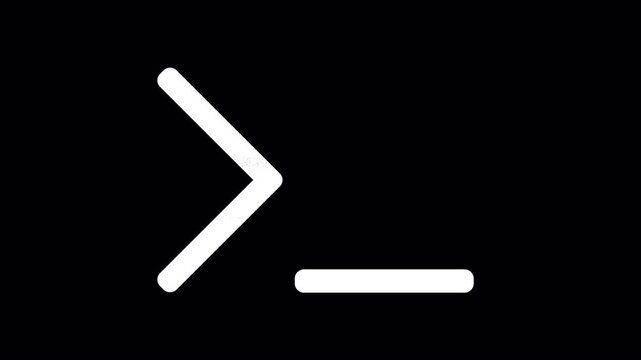 Icon terminal is distorted. Glitch. Noise, chromatic aberration, geometric distortion. Transparent background, looped. In-Out looped. Alpha BW at the end
