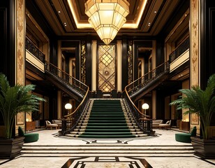 Opulent staircase in a luxurious foyer