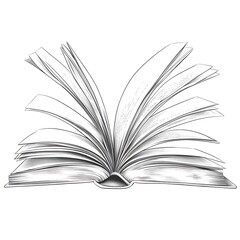 Open book with sketch, pages, and knowledge.
