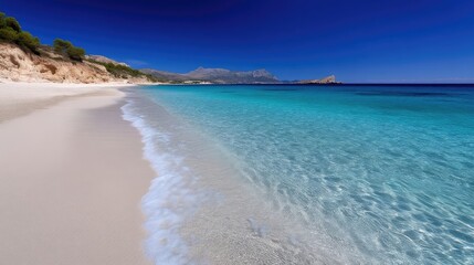 Obraz premium Pristine beach, turquoise water, sunny day (1)