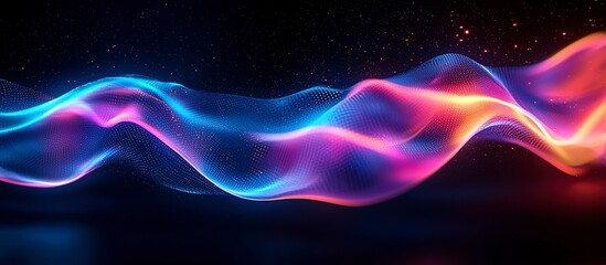 A beautiful digital abstract wave with colorful flowing lights