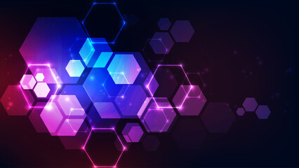 Abstract technology background with hexagons. Vector illustration for your design.