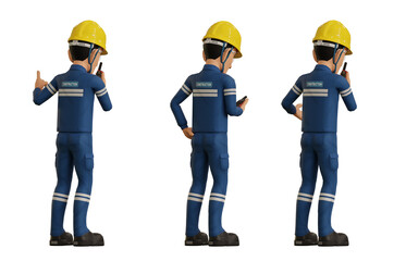 Isolate industrial operator is operating walkie-talkie