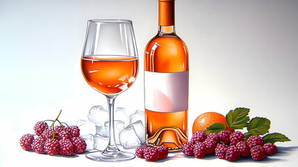 Ros? wine, raspberries, ice, orange; summer refreshment