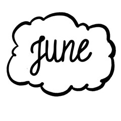 June month lettering in a cloud shape