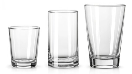 Three Empty Glasses Composition, Size Variation, Transparency, Drinkware, Glassware Glass, Beverageware