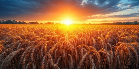 ai generated outdoor photo of wheat field in evening light