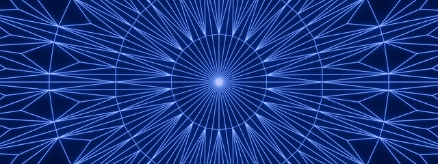 Obraz premium Abstract concentric blue neon lines background