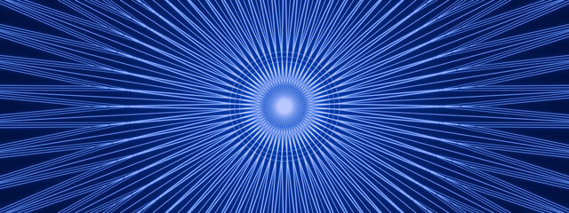 Obraz premium Abstract concentric blue neon lines background