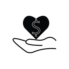 hands with heart and dollar icon