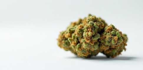Vibrant Marijuana Flower Displayed Against Crisp White Background Highlighting Natural Beauty and Texture
