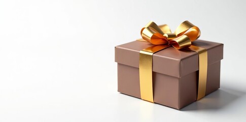 Elegant Brown Gift Box Tied with Golden Ribbon Perfect for Celebrations and Special Occasions Delight
