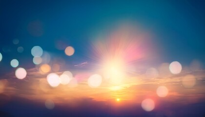 dynamic lens flare light leak bokeh create colorful visual effect in abstract sky background