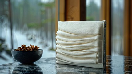 A minimalist white handbag with clean lines and a zipper.  HD 8K wallpaper Photographic Image
