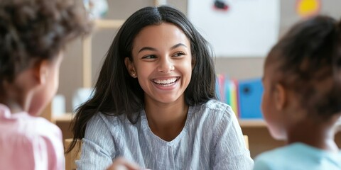 A dedicated social worker assisting children in a foster care program