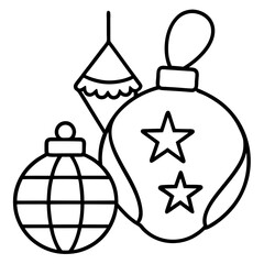 Obraz premium Christmas decoration and gift line art vector illustration 