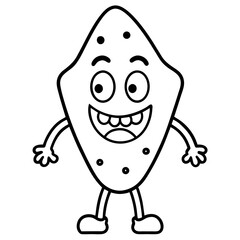 Funny food characters with expressions line art vector illustration 