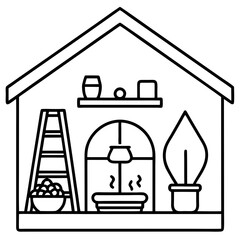 Hygge cozy home interior aesthetic vector illustration