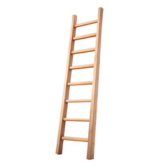 A Tall Wooden Ladder Isolated on Gray Background for Construction or Climbing isolated on white or transparent background