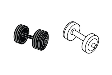 Dumbbell Fitness Icons Weightlifting, Exercise, Strength Training Graphics