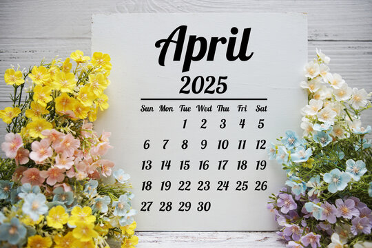 April 2025 annual monthly desk calendar for planning and management
