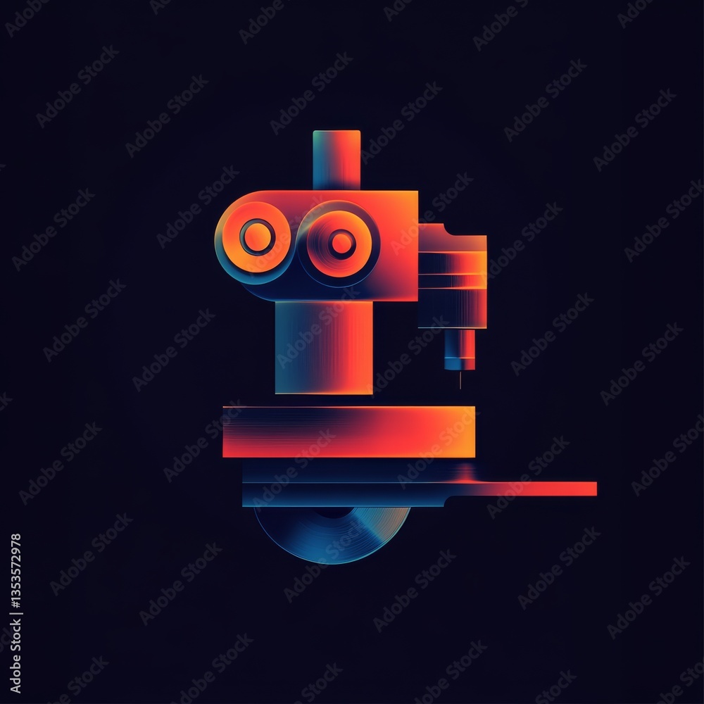 Poster abstract microscope illustration with vibrant gradients on a dark backdrop.