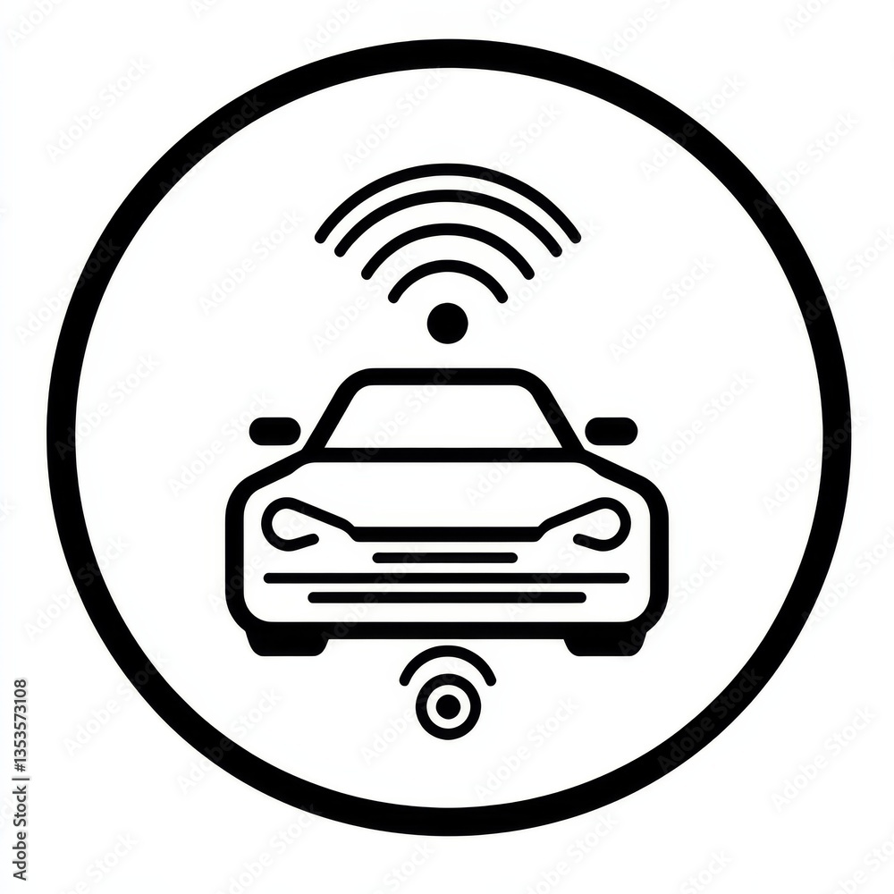 Aufkleber autonomous vehicle icon: smart car with wireless connectivity, ai-powered driving, and advanced sens