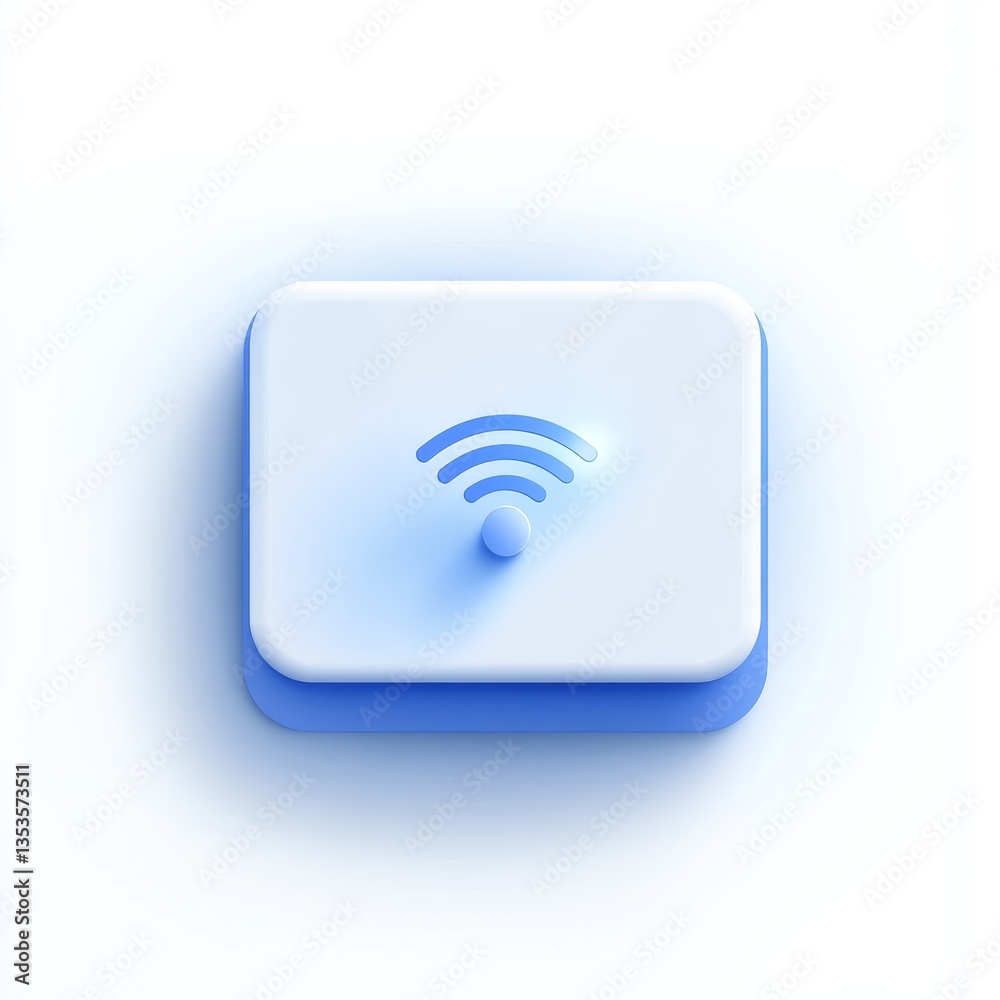 Poster connected: a 3d render of a minimalist wi-fi icon representing wireless connectivity on a clean whit
