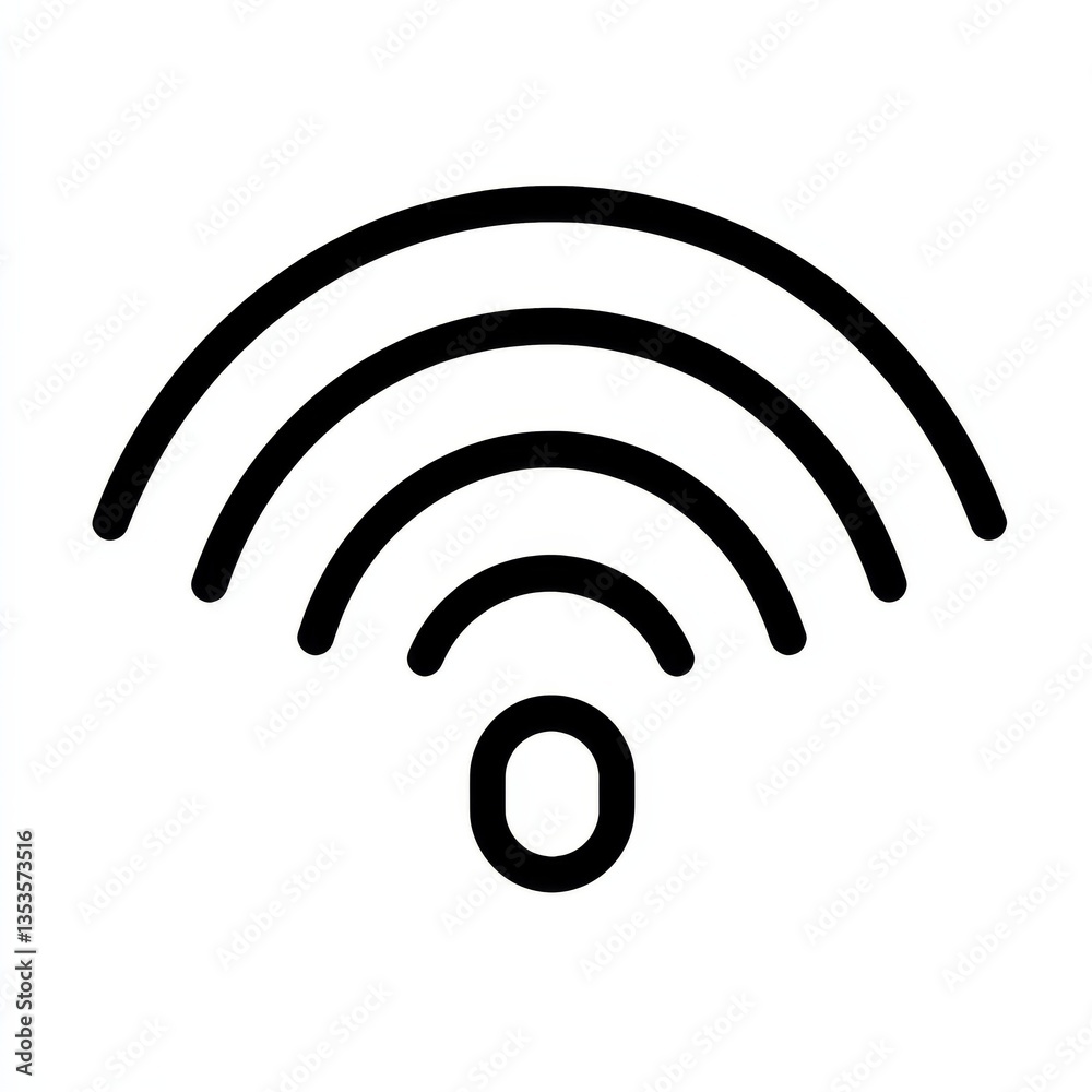 Poster Connectivity Illustration: A Simplified Graphic Representing Wireless Signal Strength and Network Access Point