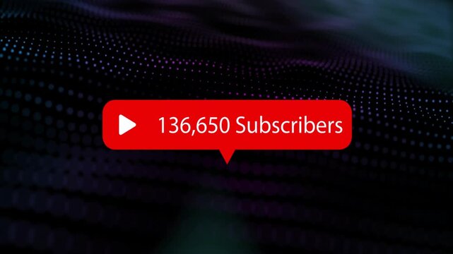 Animation of red subscriber count notification showing 209,285 on dark background